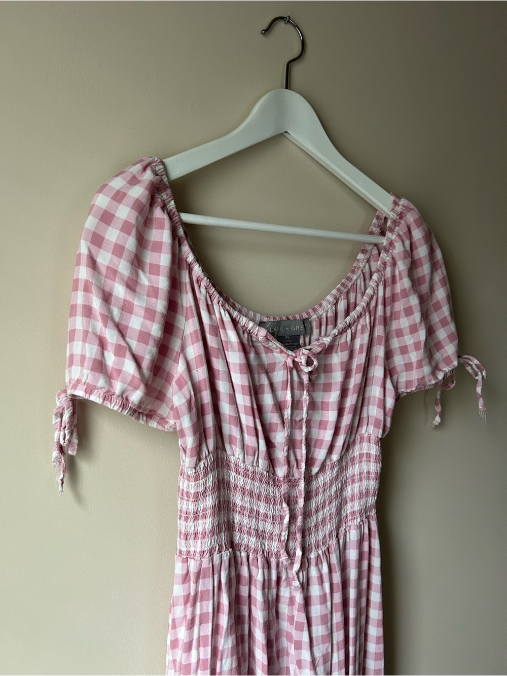 Baby Pink & White Peasant Midi Dress Small Lark&Grey